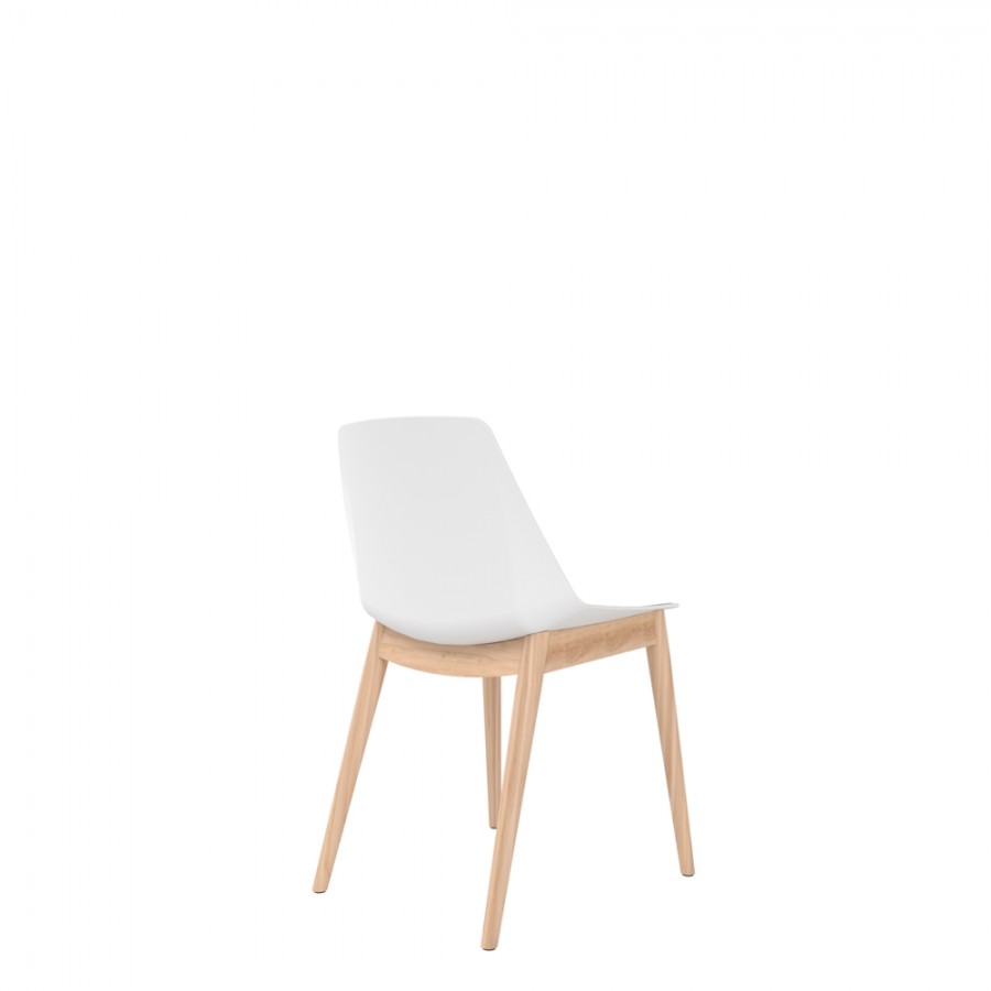 Polypropylene Shell Chair With Upholstered Seat Pad and Beech Wooden 4-Leg Frame